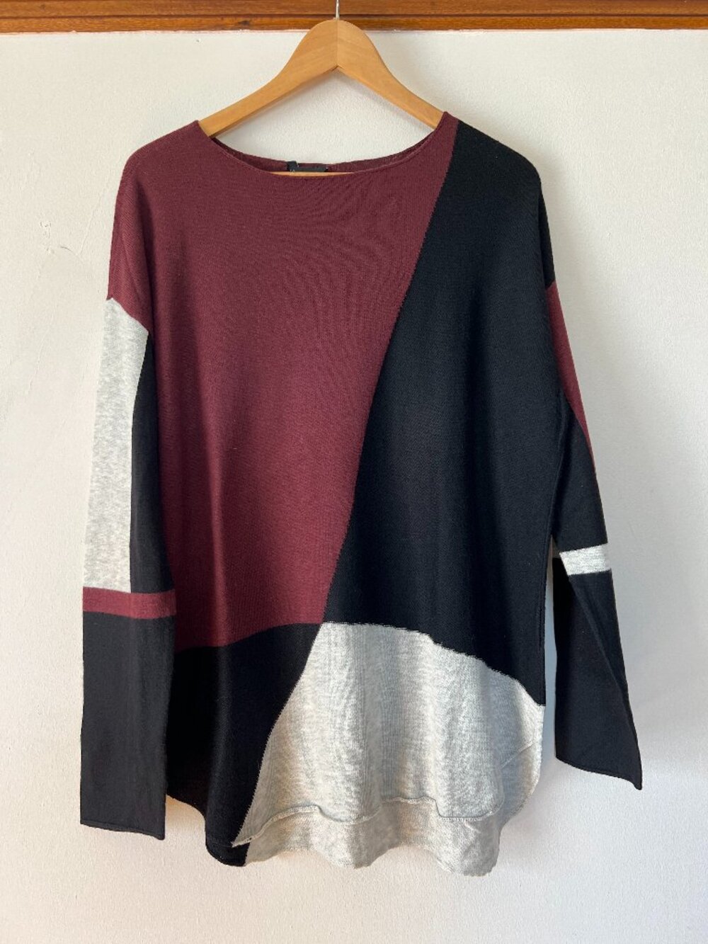 I.N.C. Large wool blend color block sweater